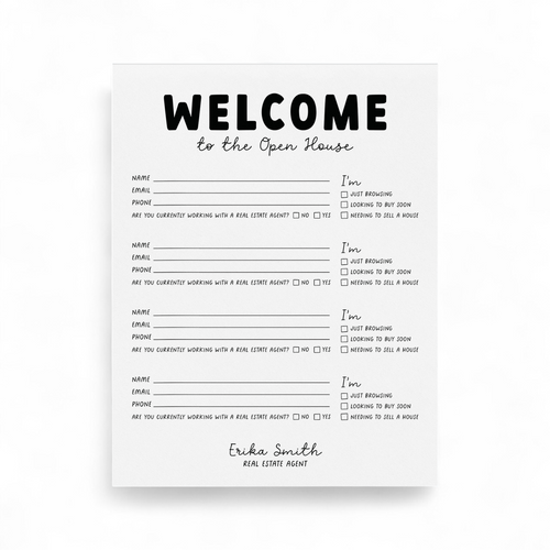 Customizable Open House Sign-In Notepad | 8.5 x 11in | 50 Tear-Off Sheets Notepad Market Dwellings