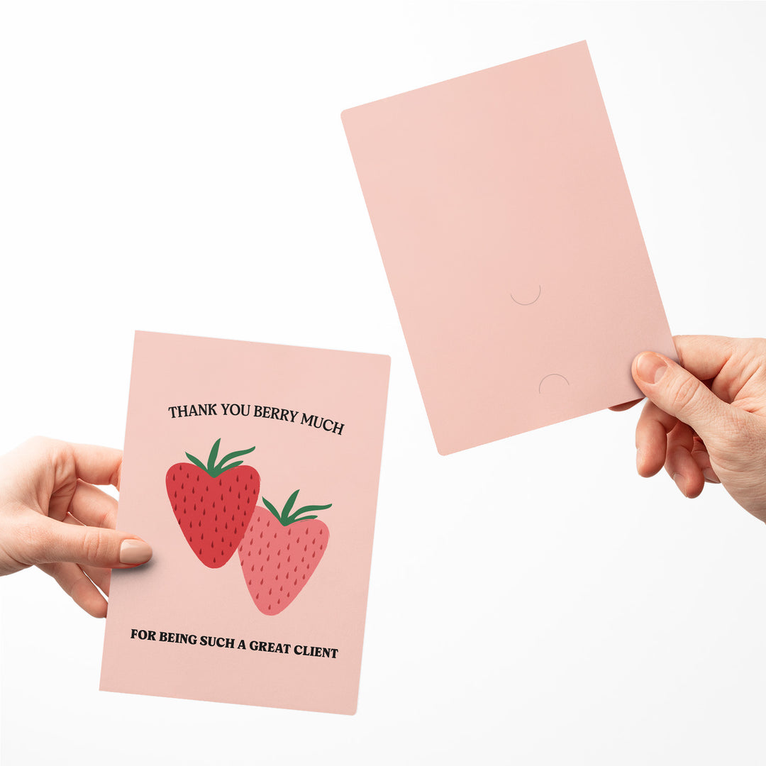 Set of Thank You Berry Much For Being Such A Great Client! | Valentine's Day Greeting Cards | Envelopes Included | 49-GC001 Greeting Card Market Dwellings