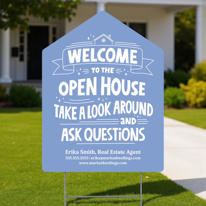 Customizable | Welcome to the Open House Real Estate Yard Sign Yard Sign Market Dwellings