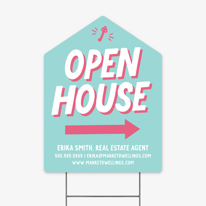 Customizable | Open House Real Estate Yard Sign Yard Sign Market Dwellings SEAFOAM