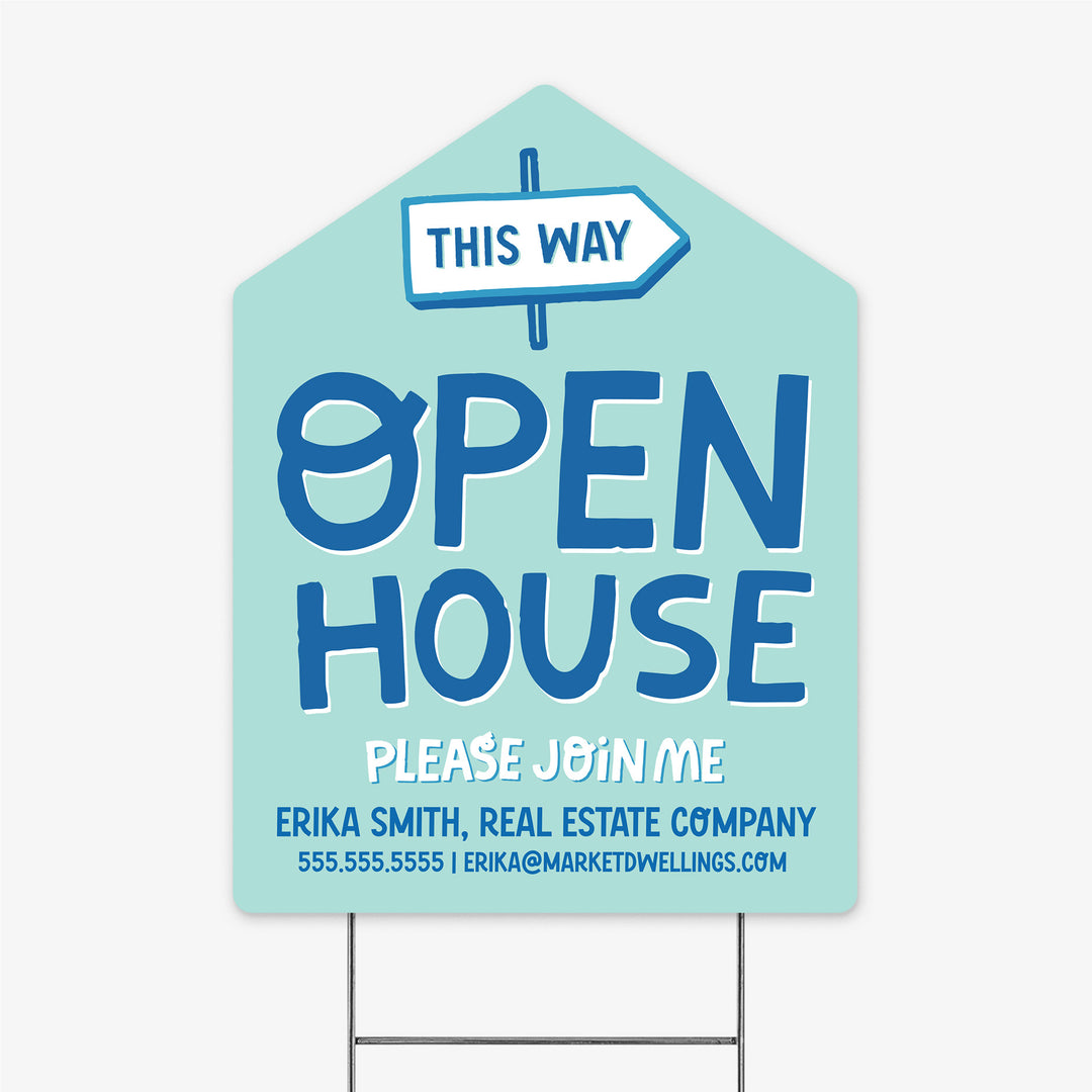 Customizable | Open House Real Estate Yard Sign Yard Sign Market Dwellings SEAFOAM