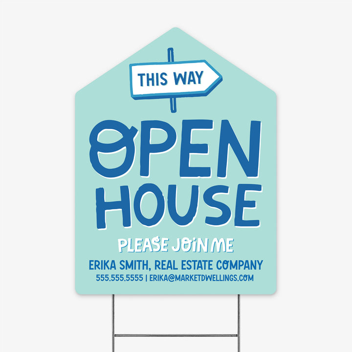 Customizable | Open House Real Estate Yard Sign | Photo Prop | DSY-16-AB Yard Sign Market Dwellings SEAFOAM  