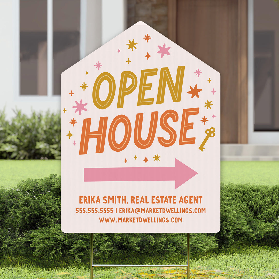 Customizable | Open House Real Estate Yard Sign Yard Sign Market Dwellings