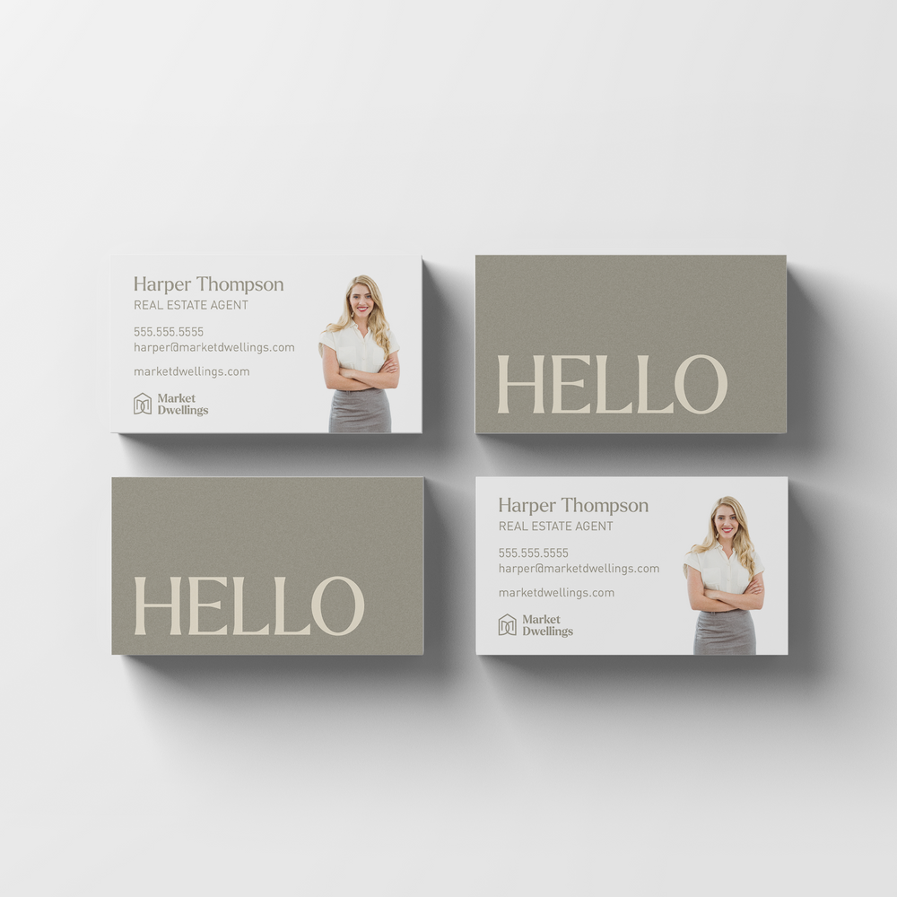 Hello | Business Cards | BC-10-AB Business Cards Market Dwellings CEMENT Premium Square