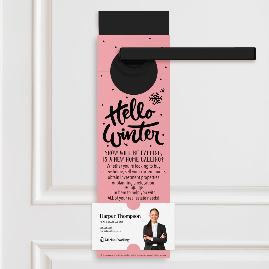 Hello Winter | Real Estate Door Hangers Door Hanger Market Dwellings LIGHT PINK