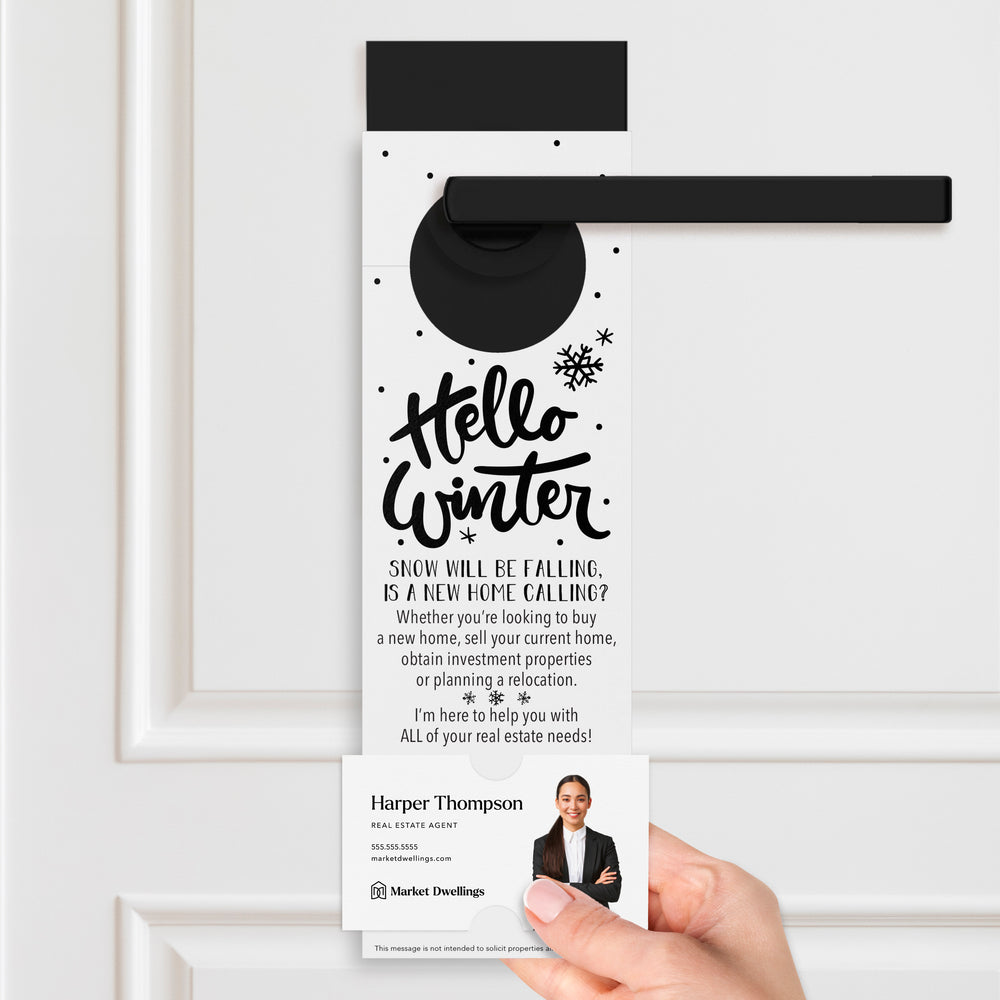 Hello Winter | Real Estate Door Hangers Holiday Door Hanger Market Dwellings WHITE 10