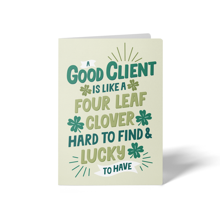 Set of A Good Client Is Like A Four Leaf Clover | St. Patrick's Day Greeting Cards | Envelopes Included | 50-GC001-AB Greeting Card Market Dwellings BEIGE