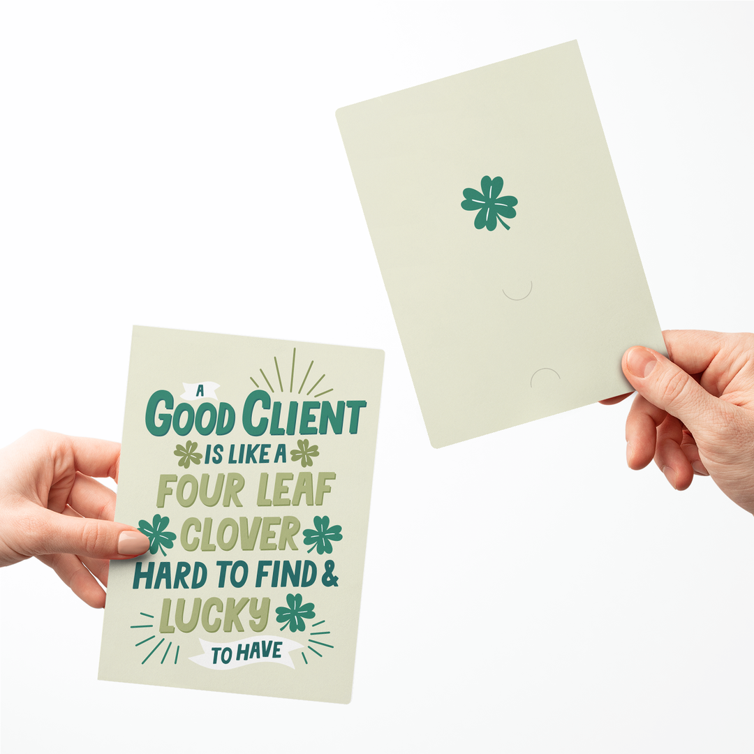 Set of A Good Client Is Like A Four Leaf Clover | St. Patrick's Day Greeting Cards | Envelopes Included | 50-GC001-AB Greeting Card Market Dwellings