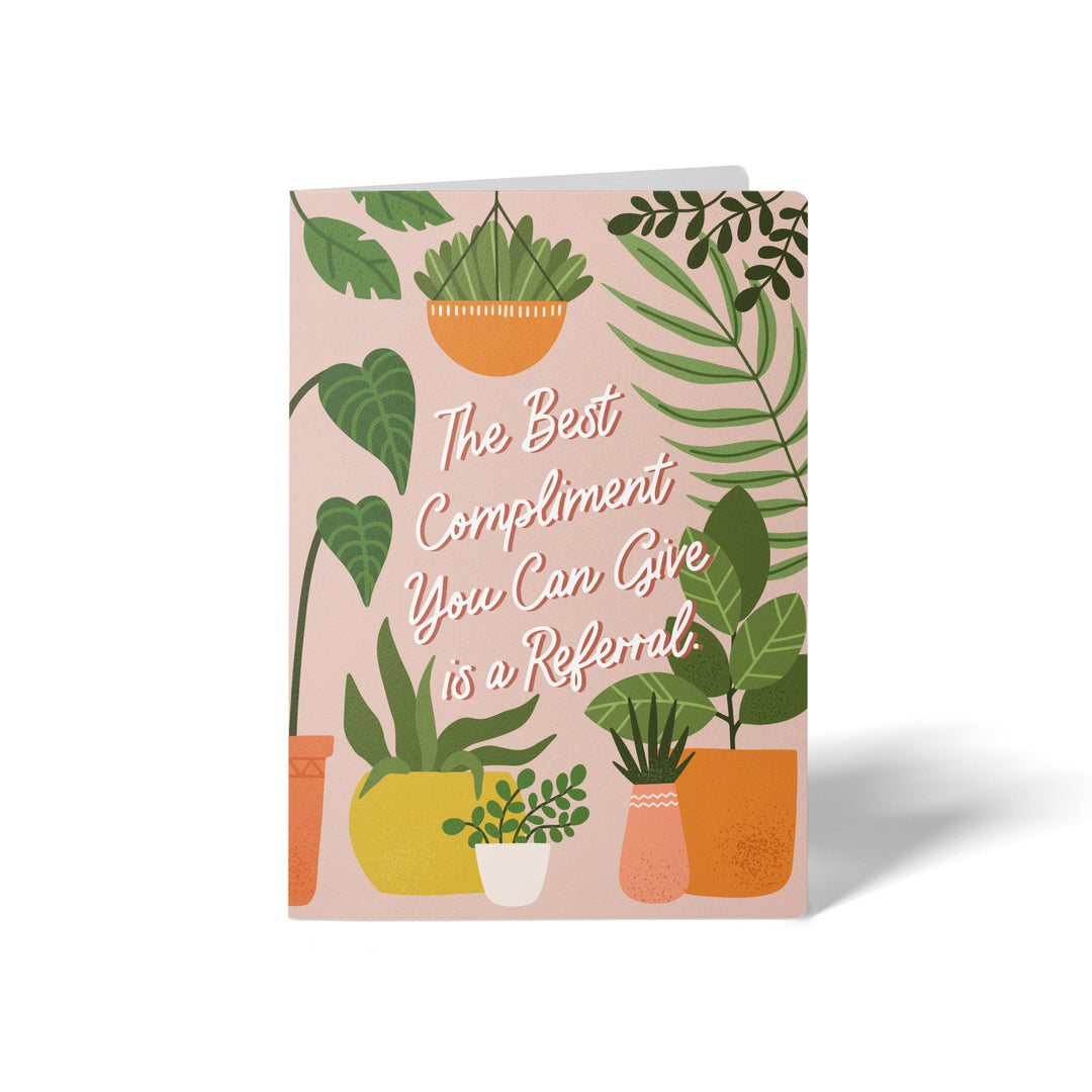 Set of The Best Compliment You Can Give is a Referral. | Greeting Cards | Envelopes Included | 58-GC001-AB Greeting Card Market Dwellings BEIGE