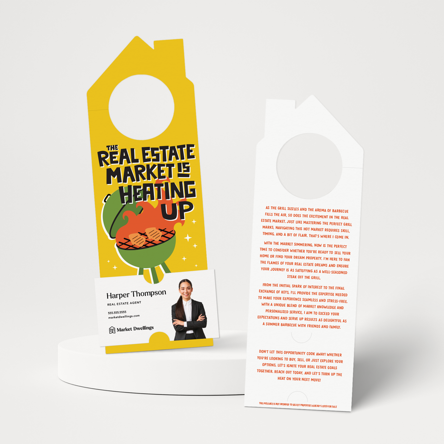 The Real Estate Market Is Heating Up | Summer Door Hangers | 359-DH002 Door Hanger Market Dwellings   