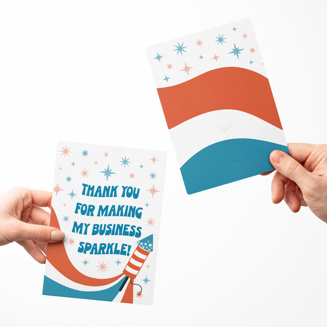 Set of Thank You For Making My Business Sparkle! | 4th Of July Greeting Cards | Envelopes Included | 61-GC001 Greeting Card Market Dwellings