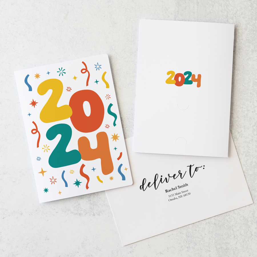 Set of Happy New Year! | New Year Greeting Cards | Envelopes Included | 102-GC001-AB Greeting Card Market Dwellings ORANGE  