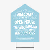 Welcome to the Open House Real Estate Yard Sign Yard Sign Market Dwellings CORNFLOWER BLUE 1