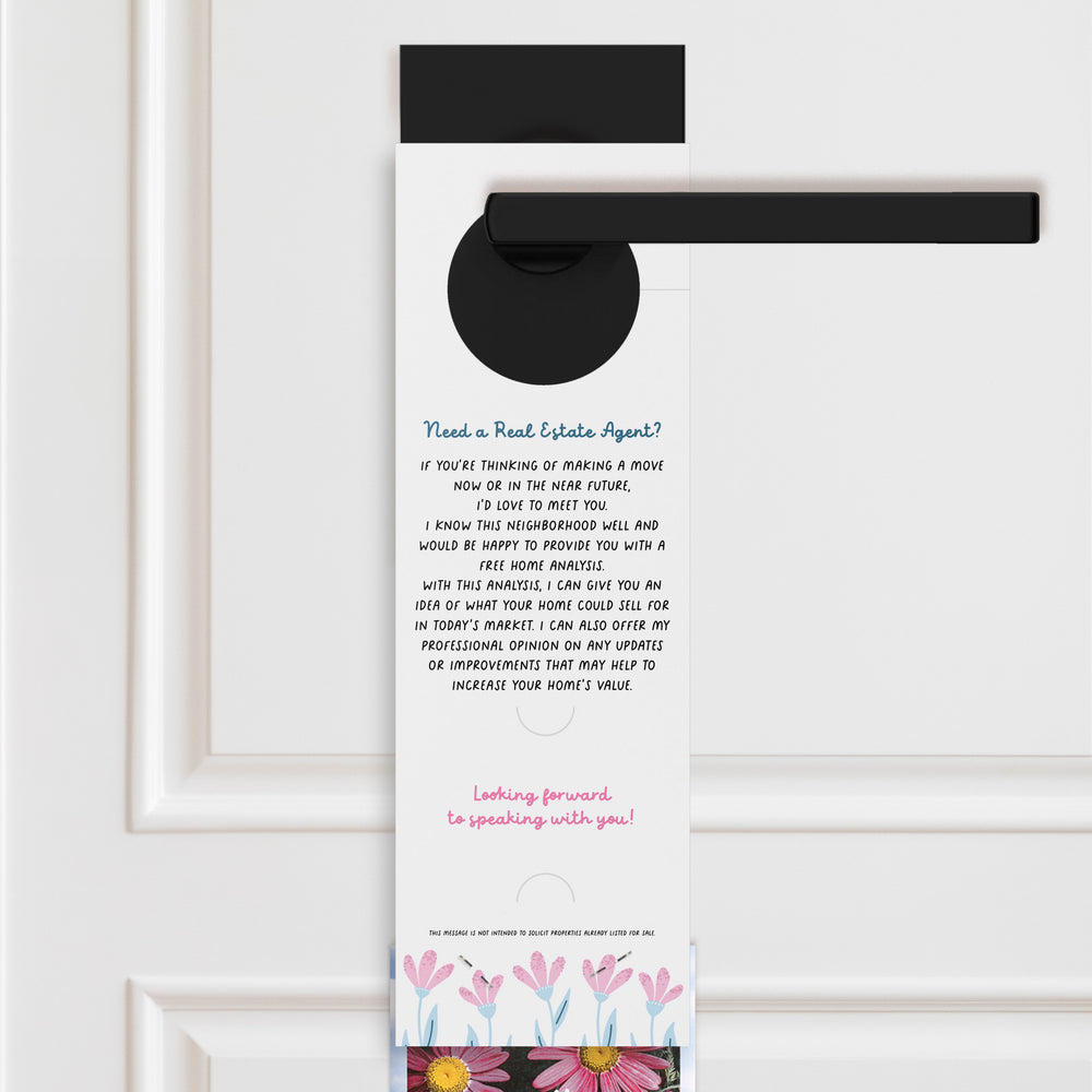 The Real Estate Market Is Blooming! | Spring Door Hangers | 7-DH003 Door Hanger Market Dwellings