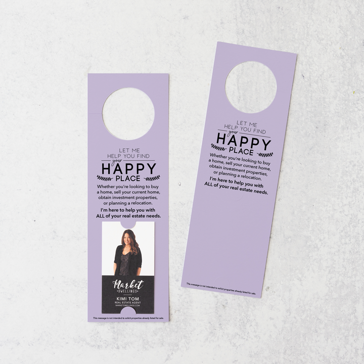Vertical "Let Me Help You Find Your Happy Place" | Door Hanger | 7-DH005