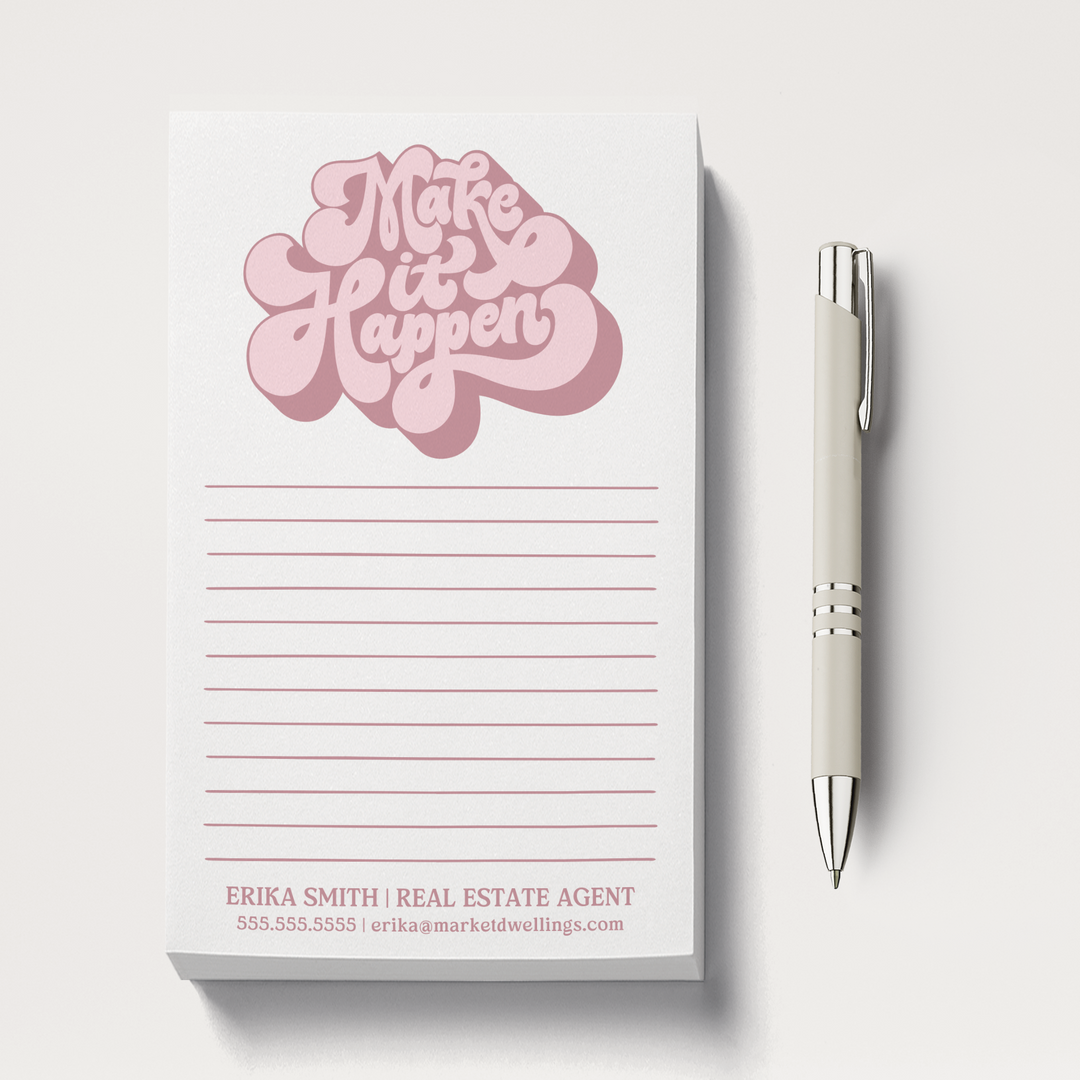 Set of Customizable Make It Happen Notepads | 5 x 8in | 50 Tear-Off Sheets | 7-SNP-CD Notepad Market Dwellings BLUSH 50 Sheets No