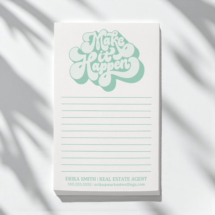 Set of Customizable Make It Happen Notepads | 5 x 8in | 50 Tear-Off Sheets | 7-SNP-CD Notepad Market Dwellings