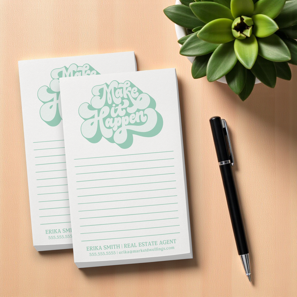 Set of Customizable Make It Happen Notepads | 5 x 8in | 50 Tear-Off Sheets | 7-SNP-CD Notepad Market Dwellings