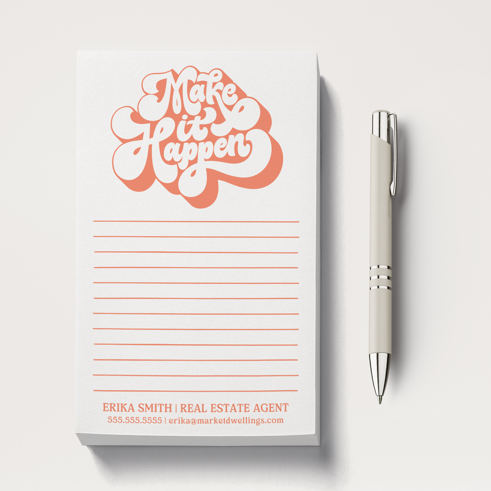 Set of Customizable Make It Happen Notepads | 5 x 8in | 50 Tear-Off Sheets | 7-SNP-CD Notepad Market Dwellings TANGERINE 50 Sheets No