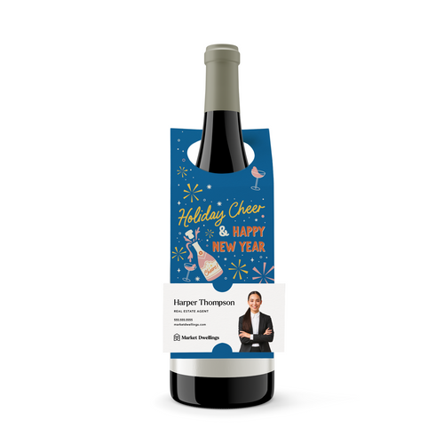 Festive Cheer and Happy New Year | Holiday Bottle Hang Tags Bottle Tag Market Dwellings