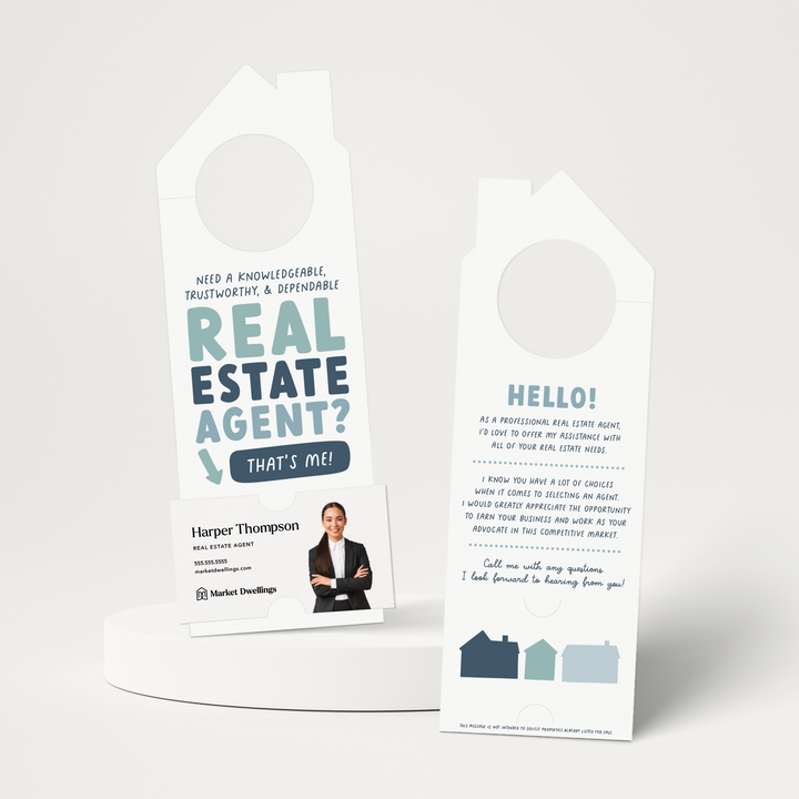 Need a Real Estate Agent? | Real Estate Door Hangers | 76-DH002 Door Hanger Market Dwellings   