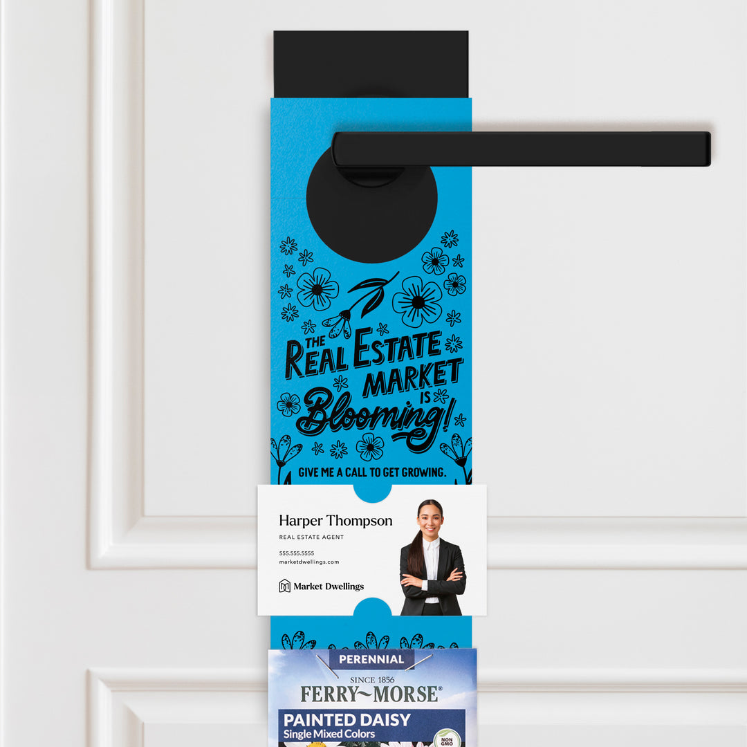 The Real Estate Market Is Blooming! | Spring Door Hangers | 8-DH003 Door Hanger Market Dwellings ARCTIC