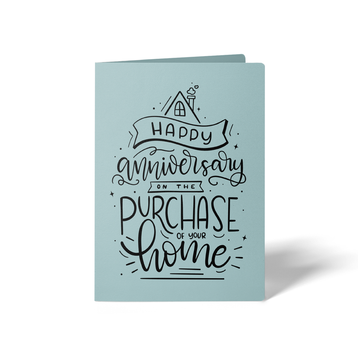 Set of Happy Anniversary on the Purchase of Your Home Greeting Cards | Envelopes Included Greeting Card Market Dwellings LIGHT BLUE