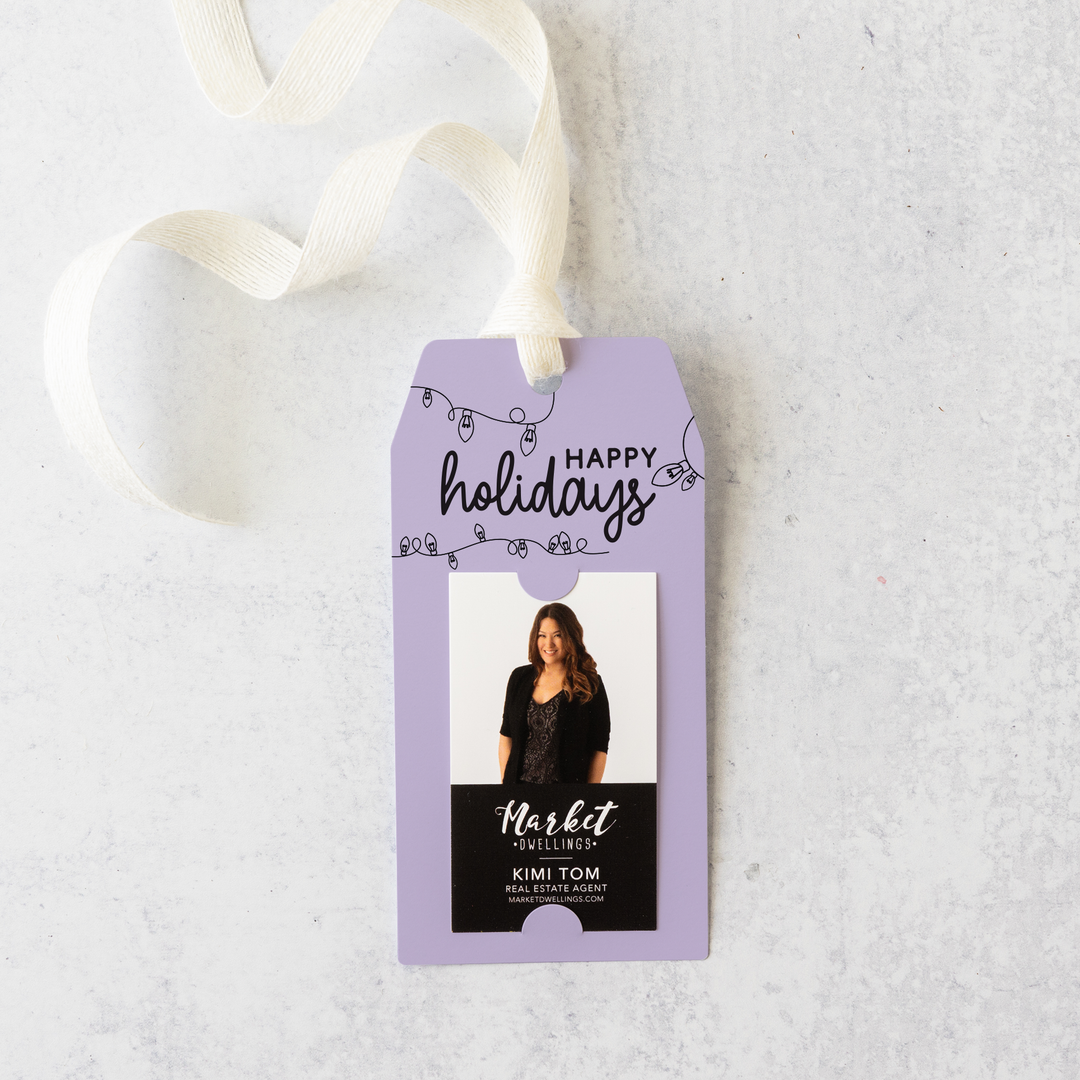 Vertical | Happy Holidays with String of Lights Pop By Gift Tags | 8-GT005 Gift Tag Market Dwellings LIGHT PURPLE  