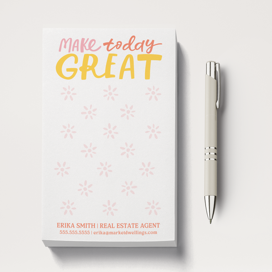 Set of Customizable Make Today Great Notepads | 5 x 8in | 50 Tear-Off Sheets | 8-SNP Notepad Market Dwellings   