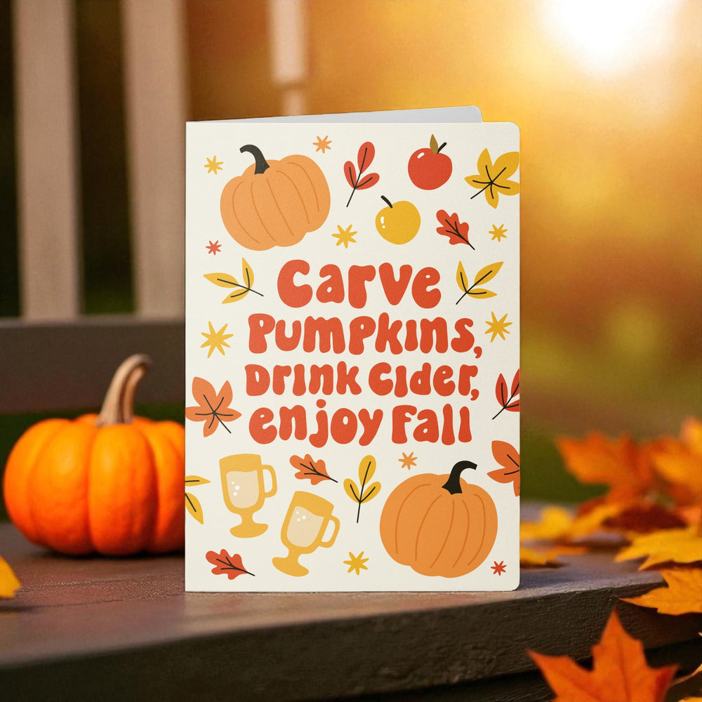 Set of Carve Pumpkins, Drink Cider, Enjoy Fall | Fall Greeting Cards | Envelopes Included | 84-GC001 Greeting Card Market Dwellings