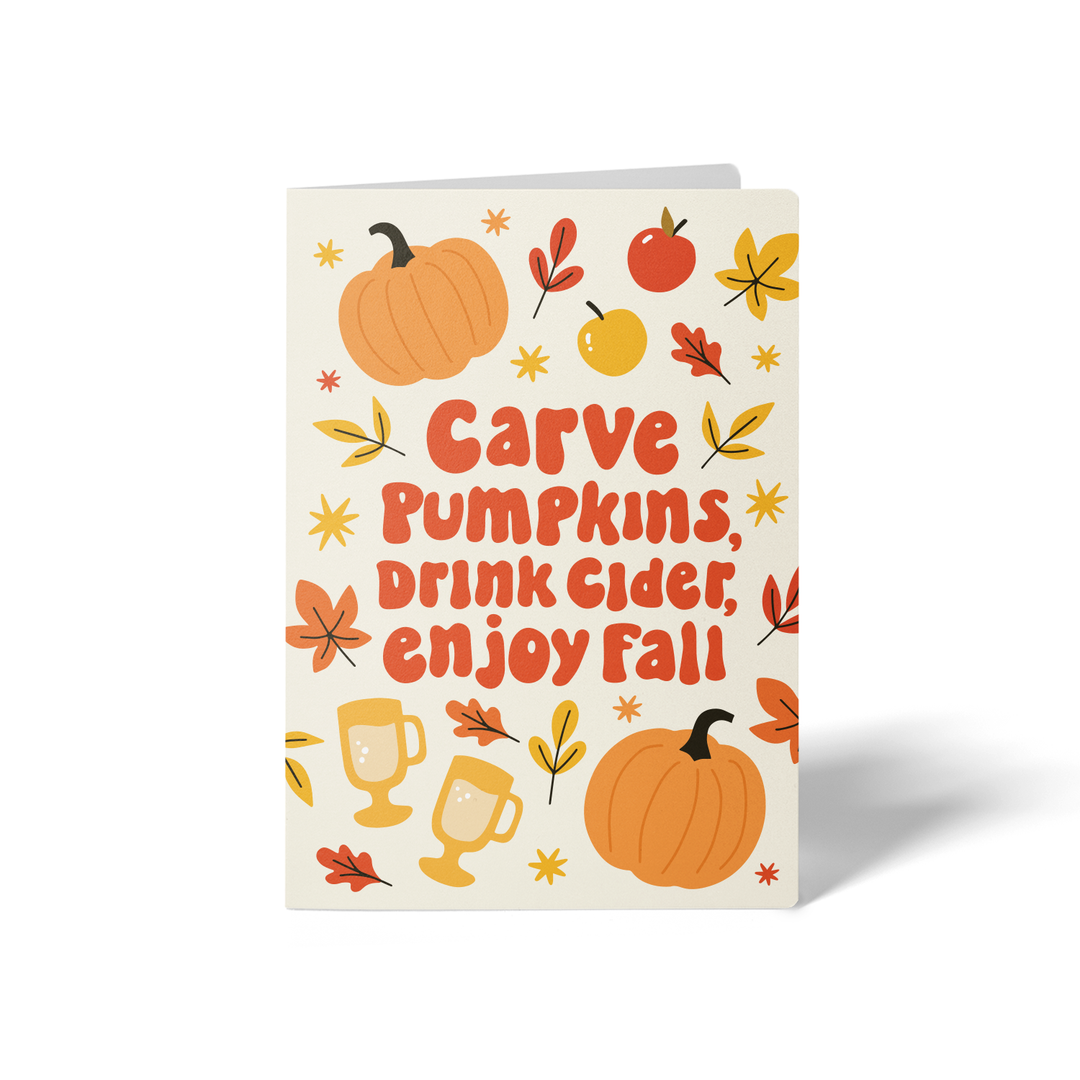 Set of Carve Pumpkins, Drink Cider, Enjoy Fall | Fall Greeting Cards | Envelopes Included | 84-GC001 Greeting Card Market Dwellings