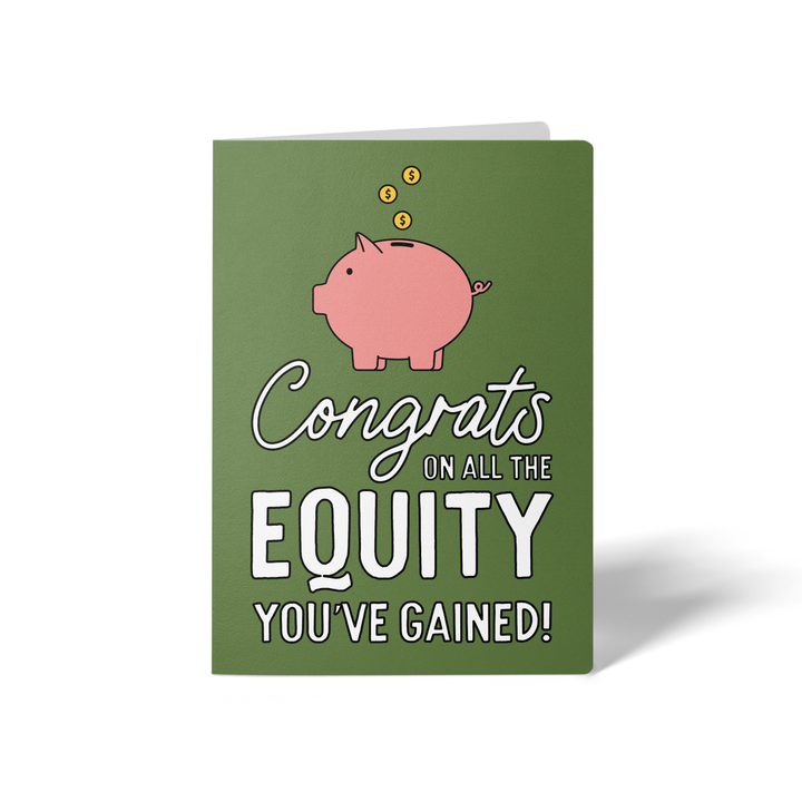 Set of Congrats On All The Equity You've Gained! Greeting Cards | Envelopes Included Greeting Card Market Dwellings