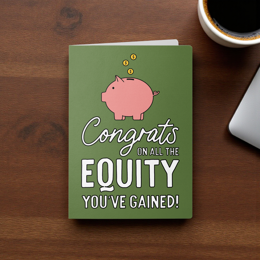 Set of Congrats On All The Equity You've Gained! Greeting Cards | Envelopes Included Greeting Card Market Dwellings