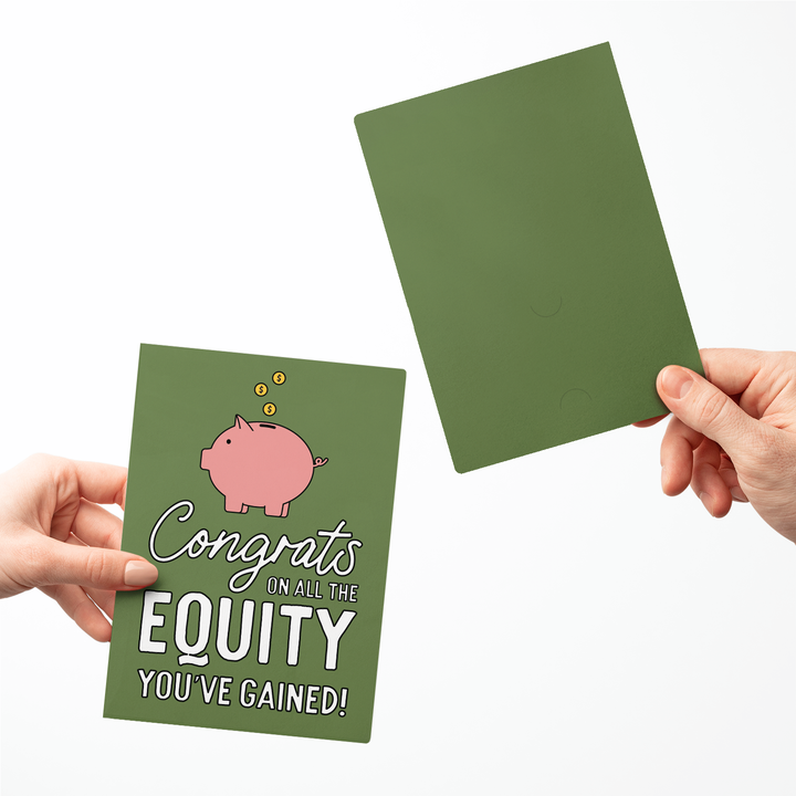 Set of Congrats On All The Equity You've Gained! Greeting Cards | Envelopes Included Greeting Card Market Dwellings