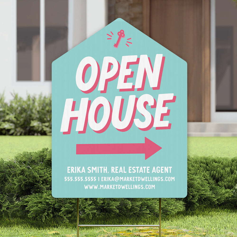 Customizable | Open House Real Estate Yard Sign | Photo Prop | DSY-12-AB Yard Sign Market Dwellings   