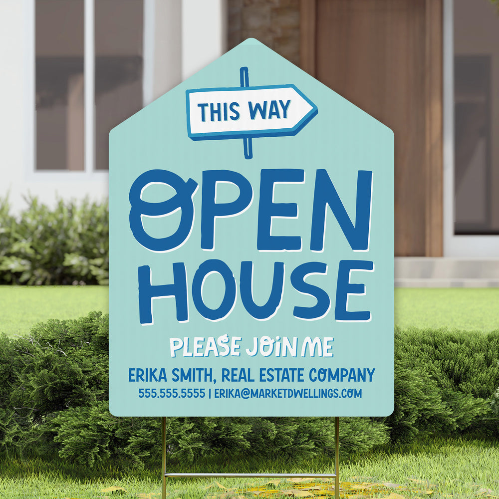 Customizable | Open House Real Estate Yard Sign | Photo Prop | DSY-16-AB Yard Sign Market Dwellings   