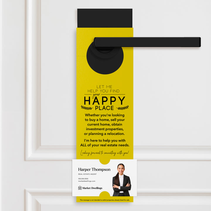 Let Me Help You Find Your Happy Place | Door Hangers Door Hanger Market Dwellings LEMON