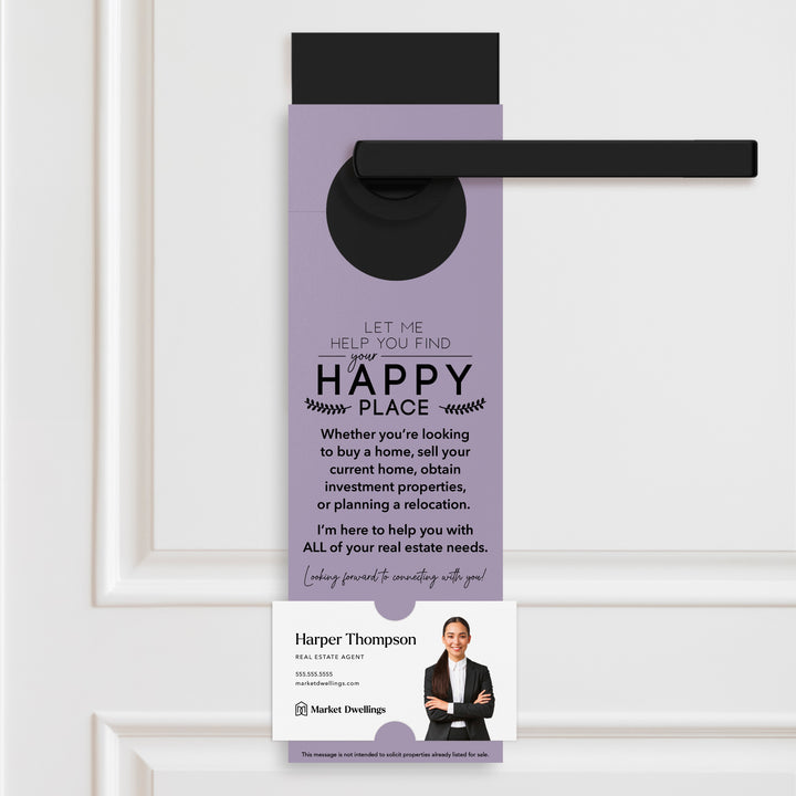 Let Me Help You Find Your Happy Place | Door Hangers Door Hanger Market Dwellings LIGHT PURPLE