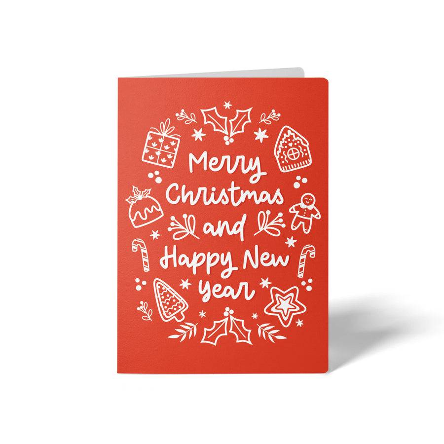 Set of Merry Christmas and Happy New Year | Christmas Greeting Cards | Envelopes Included | 93-GC001-AB Greeting Card Market Dwellings REGAL RED