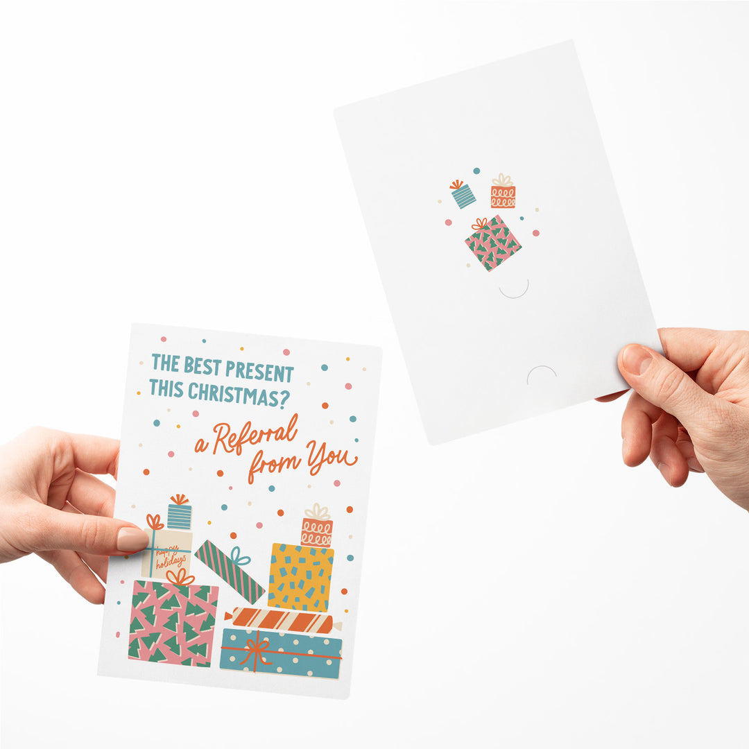 Set of The Best Present this Christmas? A Referral from You | Christmas Greeting Cards | Envelopes Included | 96-GC001-AB Greeting Card Market Dwellings