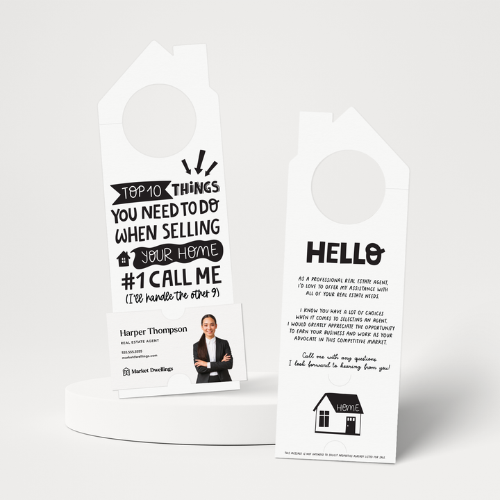 Top 10 Things You Need To Do When Selling Your Home | Door Hangers | 98-DH002 Door Hanger Market Dwellings WHITE  