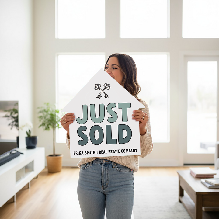 Customizable | Just Sold Real Estate House Sign | Photo Prop | DSY-14-AB House Sign Market Dwellings