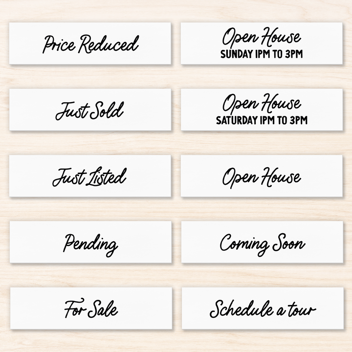 Set of 10 | Customizable Real Estate Sign Riders | DSR-5