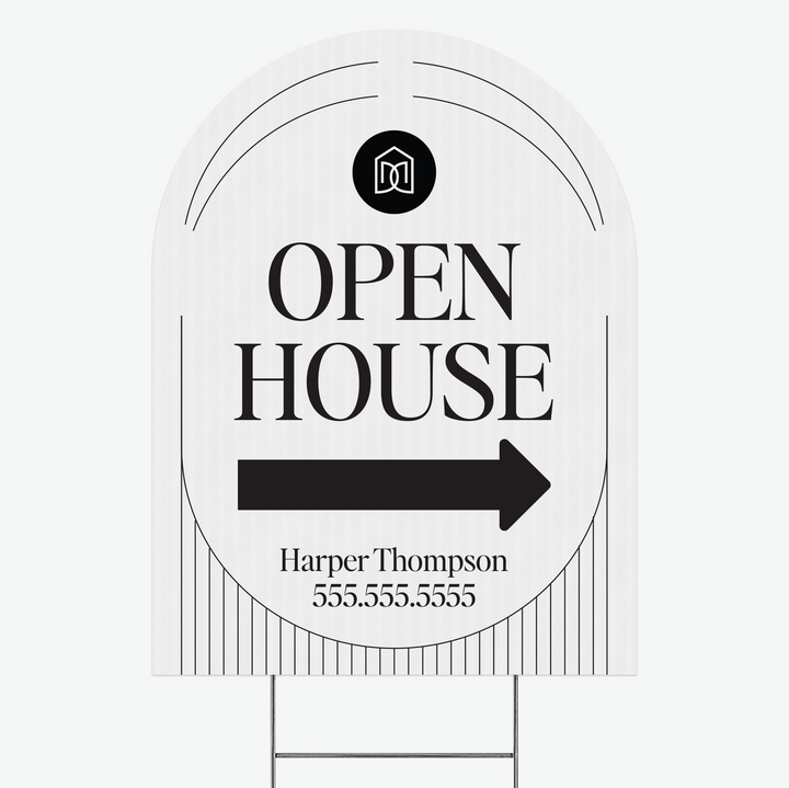 Customizable | Arch Real Estate Yard Sign | DSY1-A-1 Yard Sign Market Dwellings OPEN HOUSE WHITE 