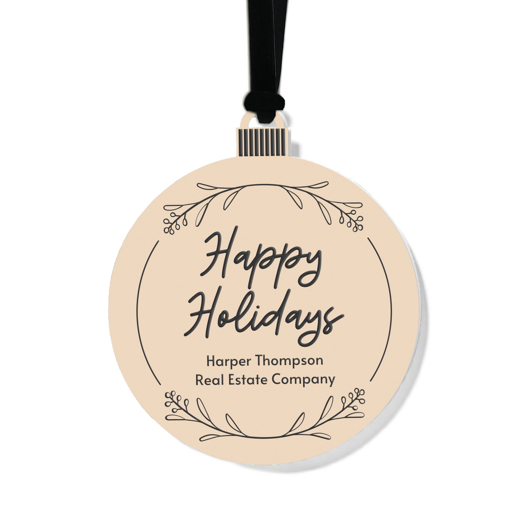 Customizable | Happy Holidays Ornament Ornament Market Dwellings BEIGE BLACK