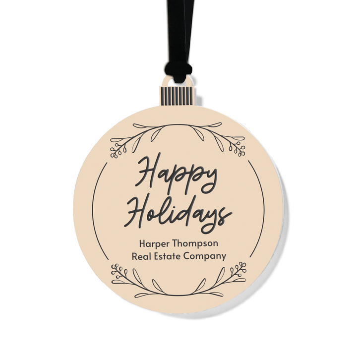 Customizable | Happy Holidays Ornament Ornament Market Dwellings BEIGE BLACK