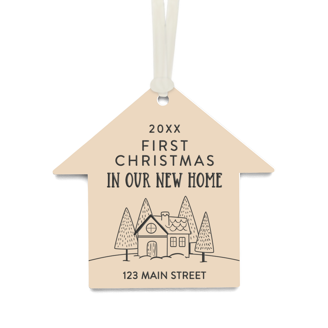 Customizable | First Christmas In Our New Home Ornaments Ornament Market Dwellings BEIGE CREAM
