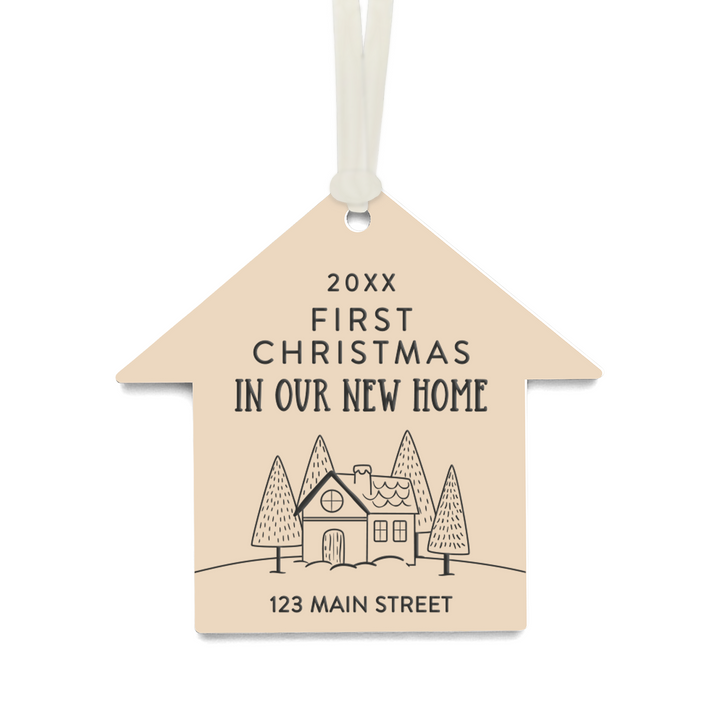 Customizable | First Christmas In Our New Home Ornaments Ornament Market Dwellings BEIGE CREAM