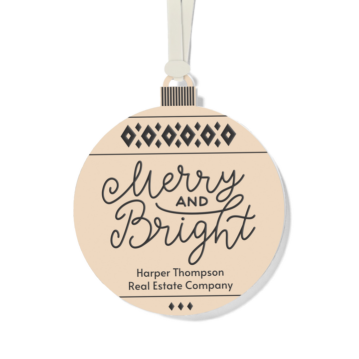 Customizable | Merry And Bright Holiday Ornament Ornament Market Dwellings BEIGE BLACK