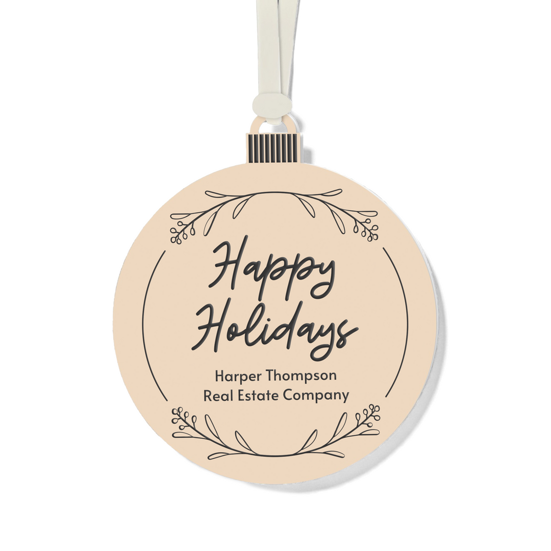 Customizable | Happy Holidays Ornament Ornament Market Dwellings BEIGE CREAM